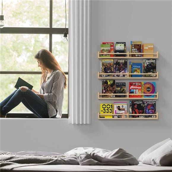 Classic Nursery Shelves, Set of 2 Floating Book Shelves for Kids Room (32Lx4W) - Picture 12 of 12